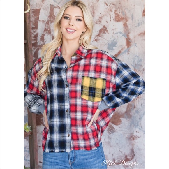 ❤️LAST ONE! Soft Multi Color Block Flannel Plaid Shirt! - Picture 3 of 7